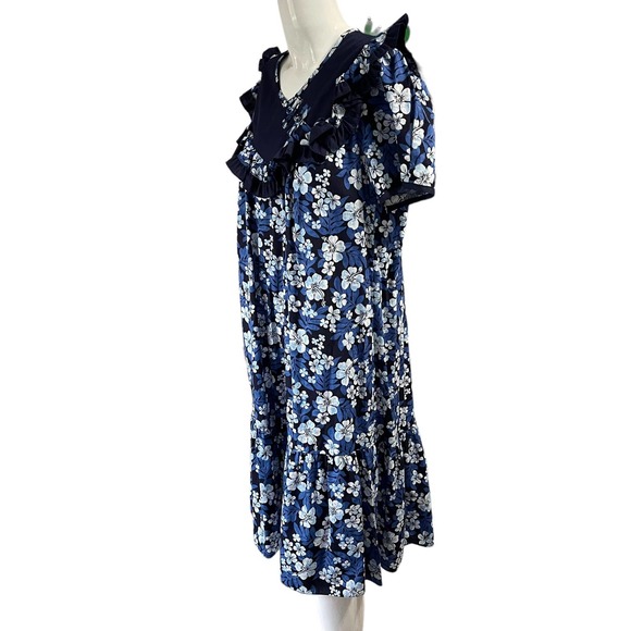 Jane M Honolulu Vintage Ruffle Collar Shift Dress Tropical Prairie Sun Size 14 - Picture 8 of 16